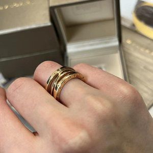 Bvlgari B.Zero1 Design Legend Three Band Ring 18K Rose Gold Size 54 US 6.75